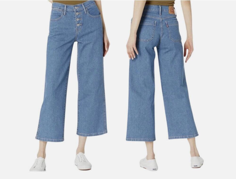 LEVI'S Mile High Cropped Wide Leg Button Fly Jean // 29